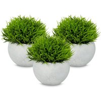 Relaxdays - Kunstpflanzen, 3er Set, künstliche Pflanzen im Topf, Kunststoff, Stein, Tischdeko, Gras Dekopflanze, grün/grau Relaxdays - Kunstpflanzen, 3er Set, künstliche Pflanzen im Topf, Kunststoff, Stein, Tischdeko, Gras Dekopflanze, grün/grau von RELAXDAYS