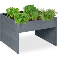 Relaxdays - Mähroboter Garage, Holz, HxBxT: 52,5 x 79 x 74 cm, Pflanzkasten, Rasenmäher Unterstand, Robotergarage, grau von RELAXDAYS