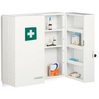 Medizinschrank, abschließbar, 11 Fächer, Stahl, hbt: 53 x 53 x 21,5 cm, Doppeltür, Medikamentenschrank, weiß - Relaxdays Medizinschrank, abschließbar, 11 Fächer, Stahl, hbt: 53 x 53 x 21,5 cm, Doppeltür, Medikamentenschrank, weiß - Relaxdays von RELAXDAYS