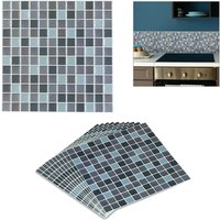 Mosaik Fliesenaufkleber, 10er Set, selbstklebend, Küche & Badezimmer, 23,5x23,5 cm, 3D Klebefliesen, grau - Relaxdays von RELAXDAYS