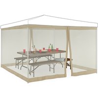 Moskitonetz für 3 x 3 m Pavillon, 2 Seitenteile, mit Reißverschluss & Klettband, 12 m xl Mückennetz, beige - Relaxdays von RELAXDAYS