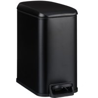 Mülleimer Bad, 5 l, Kosmetikeimer mit Soft-Close, matte Optik, entnehmbarer Inneneimer, Treteimer, schwarz - Relaxdays von RELAXDAYS