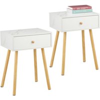 Nachttisch, 2er Set, Schublade, Marmor- & Holzoptik, hbt: 55x40x32 cm, Schlafzimmer, Nachtschrank, weiß/natur - Relaxdays Nachttisch, 2er Set, Schublade, Marmor- & Holzoptik, hbt: 55x40x32 cm, Schlafzimmer, Nachtschrank, weiß/natur - Relaxdays von RELAXDAYS