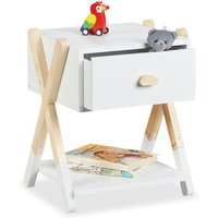 Nachttisch Kinder, Schublade, hbt 42x34x32 cm, Kinderzimmer, Kinderkommode X-Design, Holz & mdf, weiß/natur - Relaxdays Nachttisch Kinder, Schublade, hbt 42x34x32 cm, Kinderzimmer, Kinderkommode X-Design, Holz & mdf, weiß/natur - Relaxdays von RELAXDAYS
