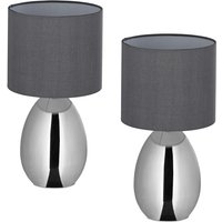 Nachttischlampe, 2er Set, mit Schalter, Fensterlampe, 3 Stufen, E14, Tischlampe, hd: 33,5x18 cm, silber/grau - Relaxdays Nachttischlampe, 2er Set, mit Schalter, Fensterlampe, 3 Stufen, E14, Tischlampe, hd: 33,5x18 cm, silber/grau - Relaxdays von RELAXDAYS