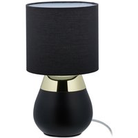 Nachttischlampe Touch, E14-Fassung, indirektes Licht, ovale Lampe mit Lampenschirm. HxD: 32 x 18 cm, schwarz - Relaxdays von RELAXDAYS