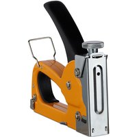 Profi Handtacker Industriequalität 500 Klammern, regulierbare Schusskraft Wechselmagazin 4-8 mm, Eisen, orange - Relaxdays von RELAXDAYS