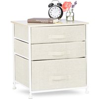 Regalsystem, 3 Stoff-Schubladen, universale Schubladenbox, Metall und Holz, HxBxT: 53 x 48 x 40 cm, beige - Relaxdays von RELAXDAYS