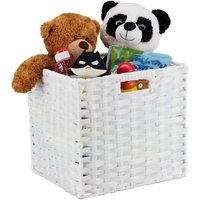 3 x Aufbewahrungskorb, quadratischer PP-Korb für Bad und Kinderzimmer, Regalkorb geflochten, 31x32x30 cm, Korb, weiß 3 x Aufbewahrungskorb, quadratischer PP-Korb für Bad und Kinderzimmer, Regalkorb geflochten, 31x32x30 cm, Korb, weiß von RELAXDAYS