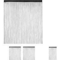 Relaxdays - 3 x Fadenvorhang schwarz, kürzbar, Fadengardine, Tunneldurchzug, für Türen & Fenster, Fransenvorhang, 145x245, black von RELAXDAYS