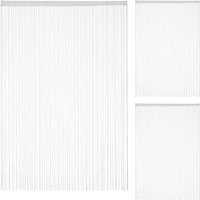 3 x Fadenvorhang weiß, kürzbar, mit Tunneldurchzug, für Türen & Fenster, waschbar, Fadengardine, 145x245 cm, white von RELAXDAYS