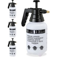 4 x Pumpsprühflasche, einstellbare Messingdüse, Pflanzen Bewässerung, Schädlingsbekämpfung, 1l Sprüher zum Pumpen, black von RELAXDAYS