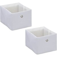 Relaxdays - Aufbewahrungsbox, kleine Ordnungsbox aus Stoff, 2er-Set, hbt: 16 x 20,5 x 25 cm, faltbarer Regalkorb, Weiß von RELAXDAYS