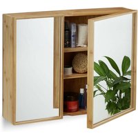 Bad Spiegelschrank 2-türig, Wandschrank aus Bambus, vormontierter Badschrank HxBxT: 50 x 65 x 14 cm, natur - Relaxdays von RELAXDAYS