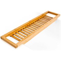 Badewannenablage aus Bambus, h x b x t: 4 x 65 x 15 cm, Badetablett mit Gitterablage, Badewannentisch, natur - Relaxdays von RELAXDAYS