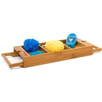Badewannenablage ausziehbar, HxBxT:7x67,5x21cm, Badewannentablett mit Haltern, Bambus, natur - Relaxdays Badewannenablage ausziehbar, HxBxT:7x67,5x21cm, Badewannentablett mit Haltern, Bambus, natur - Relaxdays von RELAXDAYS