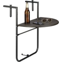 Balkonhängetisch bastian klappbar, 3-fach höhenverstellbarer Klapptisch, Tischplatte b x t: 60 x 40 cm, braun - Relaxdays von RELAXDAYS