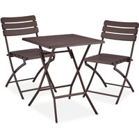 Relaxdays - Balkonmöbel Set, 3-teilig, 1 Tisch & 2 Stühle, klappbar, Gartengarnitur Holzoptik, Stahl & Kunststoff, braun Relaxdays - Balkonmöbel Set, 3-teilig, 1 Tisch & 2 Stühle, klappbar, Gartengarnitur Holzoptik, Stahl & Kunststoff, braun von RELAXDAYS