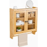 Relaxdays Bambus Hängeschrank mit Handtuchhalter, 2 Türen mit Acrylglas, HBT: ca. 63 x 60 x 18 cm, Wandschrank, natur Relaxdays Bambus Hängeschrank mit Handtuchhalter, 2 Türen mit Acrylglas, HBT: ca. 63 x 60 x 18 cm, Wandschrank, natur von RELAXDAYS