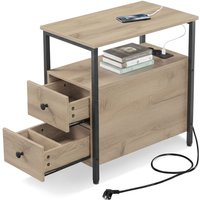 Relaxdays Beistelltisch mit Steckdosen, USB-Anschluss, 2 Schubladen, HxBxT: 61 x 35 x 60 cm, Nachttisch, natur/schwarz Relaxdays Beistelltisch mit Steckdosen, USB-Anschluss, 2 Schubladen, HxBxT: 61 x 35 x 60 cm, Nachttisch, natur/schwarz von RELAXDAYS