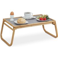 Relaxdays - Betttablett Bambus, klappbare Beine, erhöhter Rand, Frühstückstablett Bett, HxBxT: 23 x 60 x 33 cm, natur/grau von RELAXDAYS