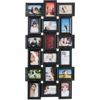 Relaxdays Bilderrahmen Collagen, 18 Bilder, 10x15, Hoch- & Querformat, antik, Wand Fotocollage HxB 104 x 54 cm, schwarz von RELAXDAYS