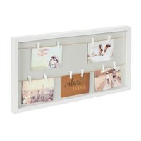 Relaxdays - Bilderrahmen mit Wäscheleine, 10 Klammern, für Fotos, Post-& Konzertkarten, Fotoboard zum Aufhängen, weiß/grau Relaxdays - Bilderrahmen mit Wäscheleine, 10 Klammern, für Fotos, Post-& Konzertkarten, Fotoboard zum Aufhängen, weiß/grau von RELAXDAYS