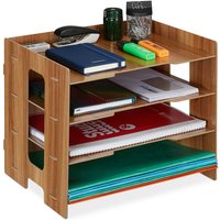 Briefablage, Büro Organizer aus mdf, A4 Papier, 3 Fächer, Dokumentenablage hbt: 27 x 32,5 x 25 cm, dunkelbraun - Relaxdays von RELAXDAYS