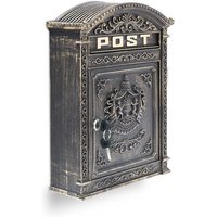 Relaxdays - Briefkasten Antik, Englischer Wandbriefkasten, Aluguss, Briefschlitz für din A4, hbt: 44,5x 31x 9,5 cm, bronze von RELAXDAYS