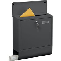 Relaxdays Briefkasten mit Namensschild, 4 Schlüssel, Zeitungsfach, Postkasten, HBT 41,5 x 37,5 x 14cm, Metall, anthrazit Relaxdays Briefkasten mit Namensschild, 4 Schlüssel, Zeitungsfach, Postkasten, HBT 41,5 x 37,5 x 14cm, Metall, anthrazit von RELAXDAYS