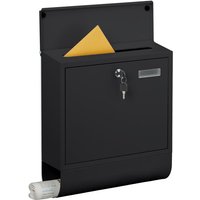 Relaxdays Briefkasten mit Namensschild, 4 Schlüssel, Zeitungsfach, Postkasten, HBT: 41,5 x 37,5 x 14 cm, Metall, schwarz Relaxdays Briefkasten mit Namensschild, 4 Schlüssel, Zeitungsfach, Postkasten, HBT: 41,5 x 37,5 x 14 cm, Metall, schwarz von RELAXDAYS