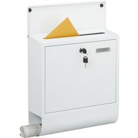 Relaxdays Briefkasten mit Namensschild, 4 Schlüssel, Zeitungsfach, Postkasten, HxBxT: 41,5 x 37,5 x 14 cm, Metall, weiß Relaxdays Briefkasten mit Namensschild, 4 Schlüssel, Zeitungsfach, Postkasten, HxBxT: 41,5 x 37,5 x 14 cm, Metall, weiß von RELAXDAYS
