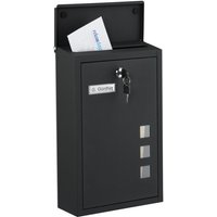 Relaxdays Briefkasten mit Sichtfenstern, HxBxT: 40 x 25 x 11,5 cm, Eisen, 4 Schlüssel, Postkasten Hochformat, schwarz Relaxdays Briefkasten mit Sichtfenstern, HxBxT: 40 x 25 x 11,5 cm, Eisen, 4 Schlüssel, Postkasten Hochformat, schwarz von RELAXDAYS