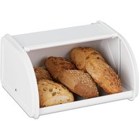 Relaxdays - Brotkasten, mit Rolldeckel, aromadicht, Brot & Brötchen, Brotbehälter, Metall, hbt: 13,5 x 26 x 21 cm, weiß von RELAXDAYS