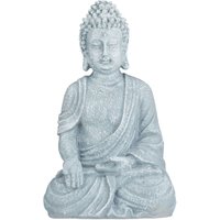 Buddha Figur sitzend, 40 cm hoch, Feng Shui Deko, wetterfest & frostsicher, große Garten Dekofigur, hellgrau - Relaxdays von RELAXDAYS