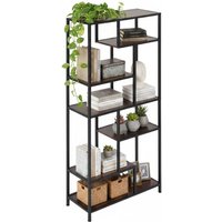 Relaxdays Bücherregal, HBT: 180 x 80 x 30 cm, 6 Fächer, Industrial, Holzoptik & Metall, Wohnzimmer Regal, braun/schwarz Relaxdays Bücherregal, HBT: 180 x 80 x 30 cm, 6 Fächer, Industrial, Holzoptik & Metall, Wohnzimmer Regal, braun/schwarz von RELAXDAYS