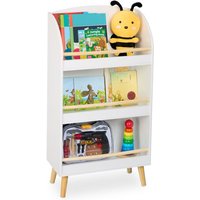 Relaxdays Bücherregal Kinder, HBT: 95,5x50x24 cm, 3 offene Fächer für Bücher, Kinderbücherregal, Kinderregal, weiß/natur Relaxdays Bücherregal Kinder, HBT: 95,5x50x24 cm, 3 offene Fächer für Bücher, Kinderbücherregal, Kinderregal, weiß/natur von RELAXDAYS
