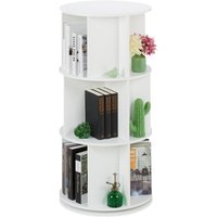 Relaxdays Bücherregal drehbar, 15 Fächer, HxD: 104x50 cm, 3 Etagen, Drehregal für Bücher & DVDs, Bücherturm, MDF, weiß von RELAXDAYS