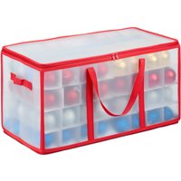 Relaxdays - Christbaumkugel Tasche, für 128 Kugeln, HxBxT: 31x30x60 cm, Vlies, Pappe, Weihnachtskugel Box, transparent/rot Relaxdays - Christbaumkugel Tasche, für 128 Kugeln, HxBxT: 31x30x60 cm, Vlies, Pappe, Weihnachtskugel Box, transparent/rot von RELAXDAYS