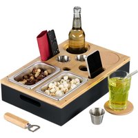 Relaxdays Couchbar, Bambus, 2 Snackschalen, 3 Dipschalen, Edelstahl, Getränke- & Weinglashalter, Sofabar, schwarz/natur Relaxdays Couchbar, Bambus, 2 Snackschalen, 3 Dipschalen, Edelstahl, Getränke- & Weinglashalter, Sofabar, schwarz/natur von RELAXDAYS