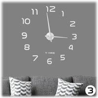 Diy Wanduhr, 3D-Zahlen, Uhr Wandtattoo zum Aufkleben, einfache Installation, Größe variabel, modern, silber - Relaxdays von RELAXDAYS