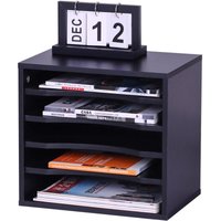 Relaxdays Dokumentenablage, 5 Fächer, Büroablage HBT: 33 x 35,5 x 25 cm, Schreibtischorganizer aus PB, modern, schwarz von RELAXDAYS