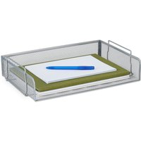 Dokumentenablage, stapelbar, horizontale Briefablage, Mesh-Metall, hbt: 8,5 x 36 x 25 cm, A4 Ablage, silber - Relaxdays von RELAXDAYS