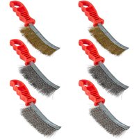 Relaxdays - Drahtbürste 6er Set, je 2 Edelstahl-, Stahl- & Messingbürsten, Werkzeug, Stahlbürste mit Griff, mehrfarbig Relaxdays - Drahtbürste 6er Set, je 2 Edelstahl-, Stahl- & Messingbürsten, Werkzeug, Stahlbürste mit Griff, mehrfarbig von RELAXDAYS
