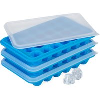 Eiswürfelform mit Deckel, 3er Set, Diamantform, je 24 Mulden, Silikon, Eiswürfelschale, blau/transparent - Relaxdays Eiswürfelform mit Deckel, 3er Set, Diamantform, je 24 Mulden, Silikon, Eiswürfelschale, blau/transparent - Relaxdays von RELAXDAYS