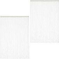 Relaxdays - Fadenvorhang weiß, 2er Set, kürzbar, mit Tunneldurchzug, für Türen & Fenster, Fadengardine, 145x245 cm, white von RELAXDAYS