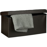 Faltbare Sitzbank 38 x 76 x 38 cm HxBxT, 2-Sitzer m. Stauraum, Kunstleder Sitzhocker 300 kg belastbar, braun - Relaxdays von RELAXDAYS