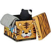 Faltbare Spielzeugkiste Tiger hbt 32 x 48 x 32 cm stabiler Kinder Sitzhocker als Spielzeugbox aus Kunstleder mit Stauraum ca. 37 l und Deckel zum von RELAXDAYS