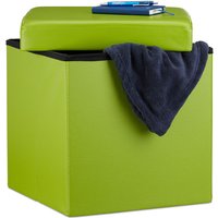 Faltbarer Sitzhocker, Sitzcube mit Stauraum u. Deckel, Fußablage, Sitzwürfel aus Kunstleder, 38x38x38 cm, grün - Relaxdays Faltbarer Sitzhocker, Sitzcube mit Stauraum u. Deckel, Fußablage, Sitzwürfel aus Kunstleder, 38x38x38 cm, grün - Relaxdays von RELAXDAYS