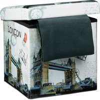 Sitzhocker, faltbar, stabil, 38 cm, Kunstleder, Sitzwürfel & Aufbewahrungsbox, mit Stauraum & Deckel, London - Relaxdays von RELAXDAYS